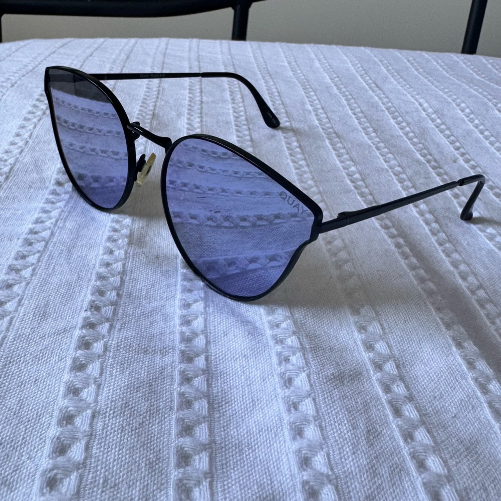 Quay Black Sunglasses with Blue Lenses
